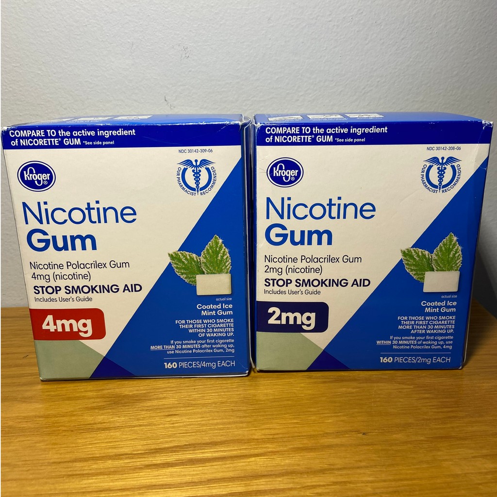 Kẹo cao su Kroger Nicotine Gum 2mg,160 viên, hương bạc hà