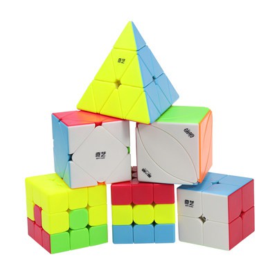 Qiyi thứ hai thứ ba kim tự tháp khối lập phương Rubik Xoắn bánh mì kẹp thịt xiên