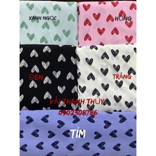 VẢI LỤA 100D HÌNH TRÁI TIM - MAY ĐỒ BỘ MẶC NHÀ PIJAMA - 1 MÉT X 1M5