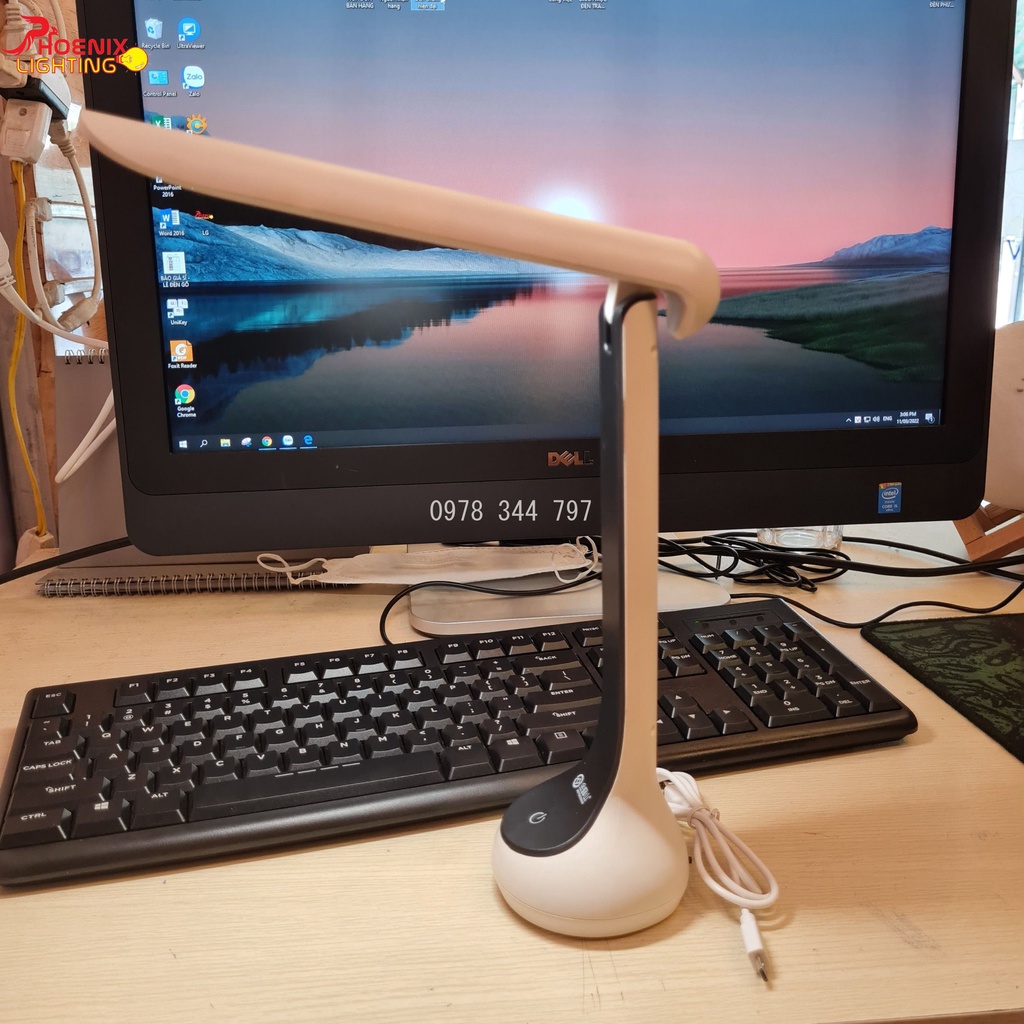 Đèn Bàn Học Đọc Sách, Làm Việc LED Chống Lóa, Cảm Ứng, Tích Điện, Gập Gọn Nhẹ