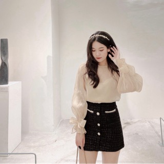Áo voan organza tay nơ, cv dạ