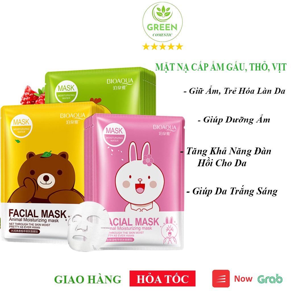 Mặt Nạ Dưỡng Da Nội Địa Trung Gấu Thỏ Vịt – Mặt Nạ Cấp Ẩm Làm Trắng Da Mềm Mịn Green Comestic