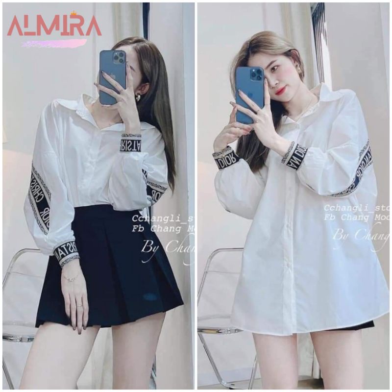Áo Sơ Bèo Vai Sát Nách Màu Trắng Phong Cách Hàn Quốc