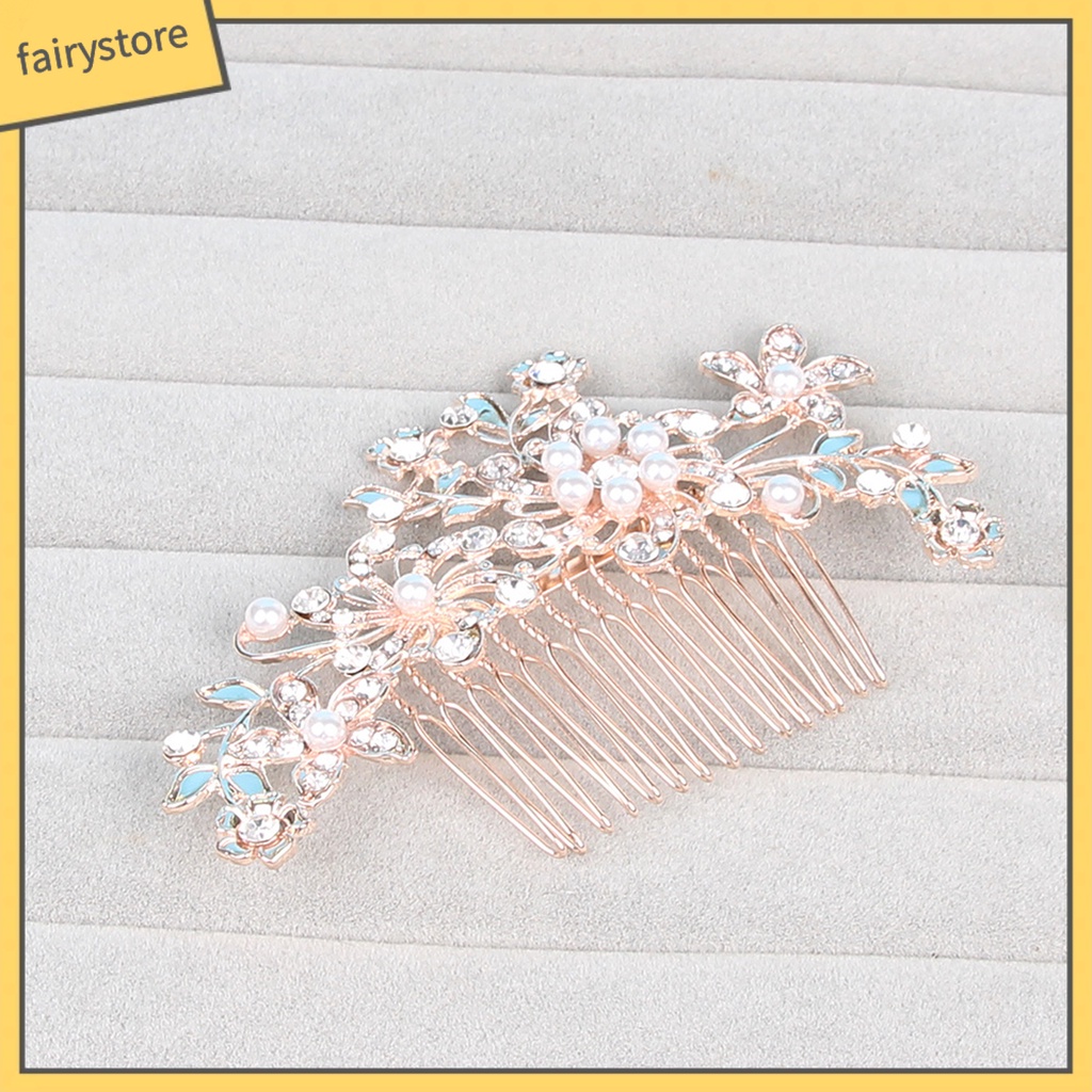 Lược cài tóc đính đá ngọc trai nhân tạo hình hoa đơn giản thời trang cho nữ