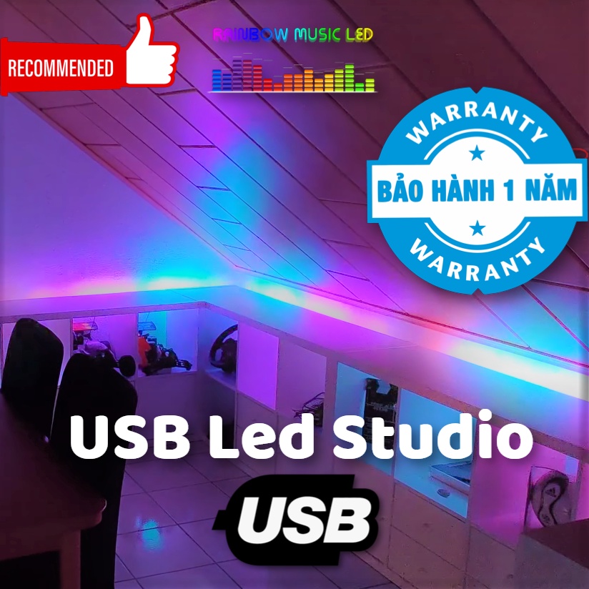 Đèn led dán bàn 40 hiệu ứng mầu + 75 hiệu ứng nháy theo nhạc cho PC - USB Led Studio (có app trên điện thoại)