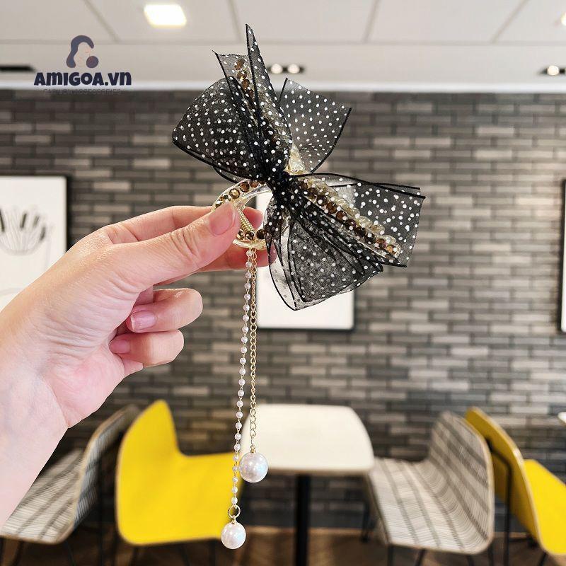 ✨✨Kẹp Tóc Hình Nơ Tua Rua Đính Ngọc Trai Thời Trang Cho Nữ