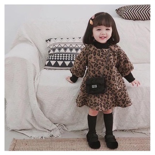 Váy dạ lót nỉ hoạ tiết da báo hàng QCCC cho bé