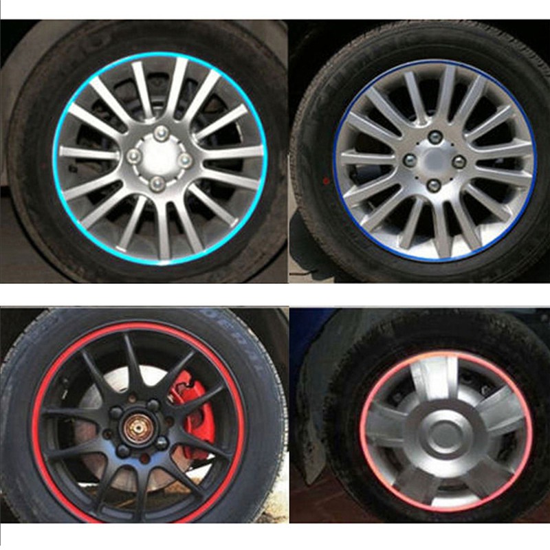 Bộ Decals Tem Dán Vành Phản Quang Dán Chỉ Mâm Xe Máy Ô Set 16 Miếng Dán Phản Quang Trang Trí Viền Bánh Xe Hơi / Mô Tô Kích Thước 17-18 inch