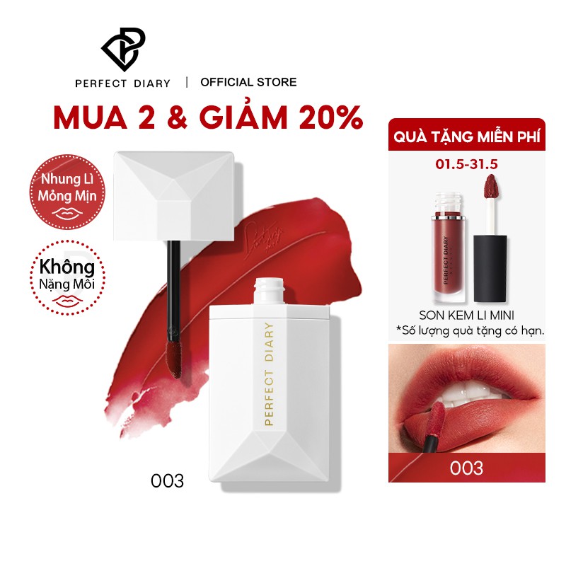 Mã FMCGMALL - 8% đơn 250K] Son Kem Perfect Diary ReadMe Weightless Velvet  Lip Stain Matte Lâu trôi 8 màu 4g | Shopee Việt Nam