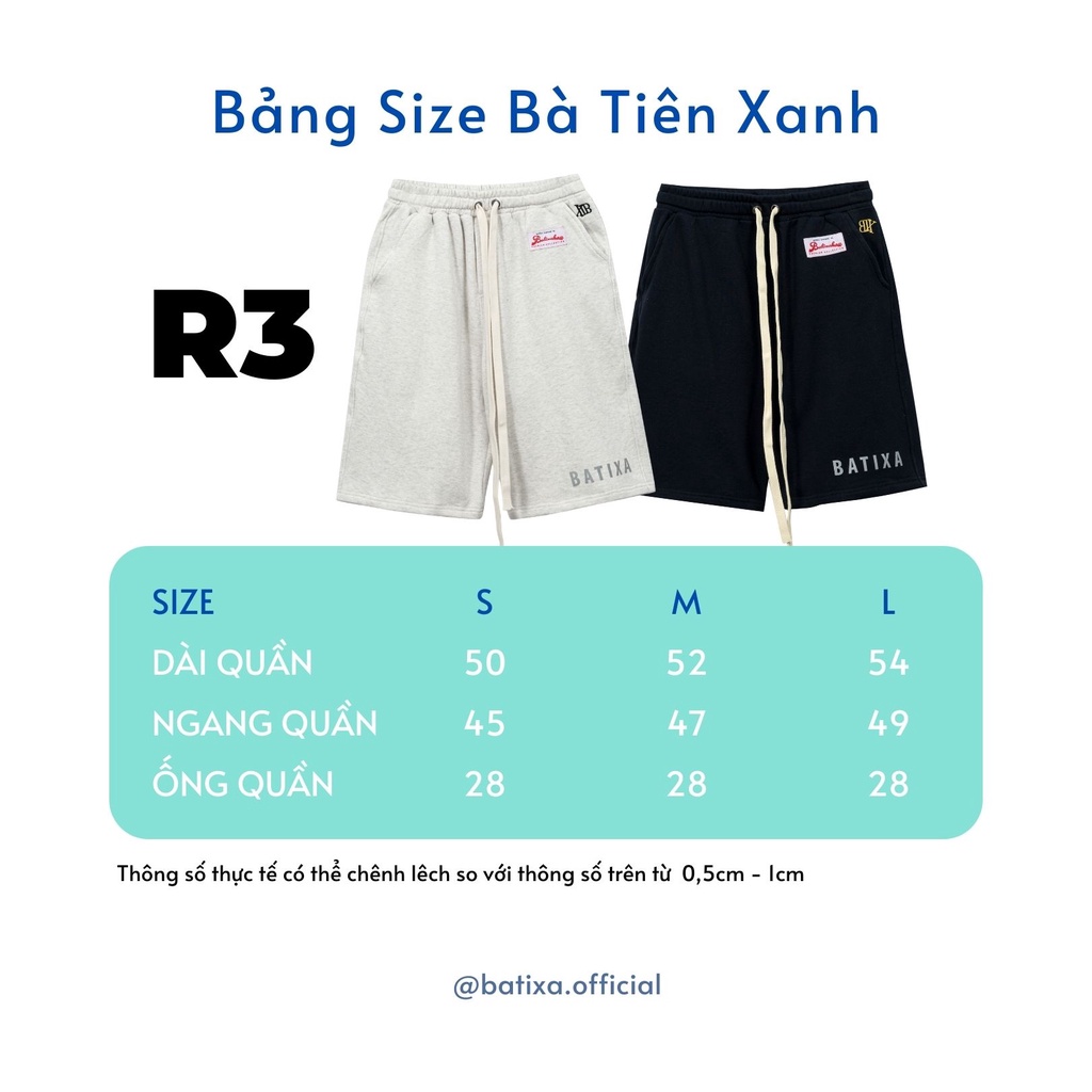 Quần Shorts Nam Nữ Quần Đùi Cạp Cao Chất Liệu Nỉ Chân Cua R3 Phù Hợp Đi Chơi Tập Thể Thao Local Brand Chính Hãng BATIXA