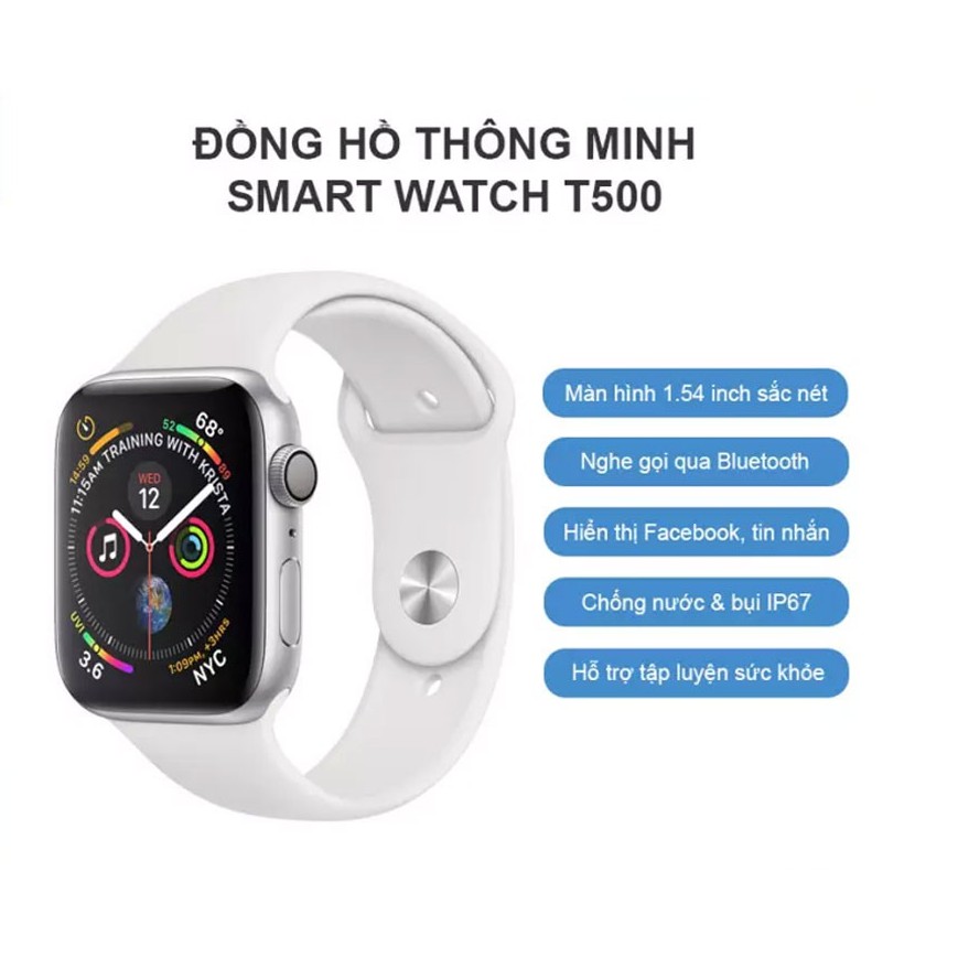 Smart Watch Seri 6 T500, Đồng hồ thông minh T500 seri 6 thay được dây chống nước chuẩn ip67, thay đổi màn hình nền