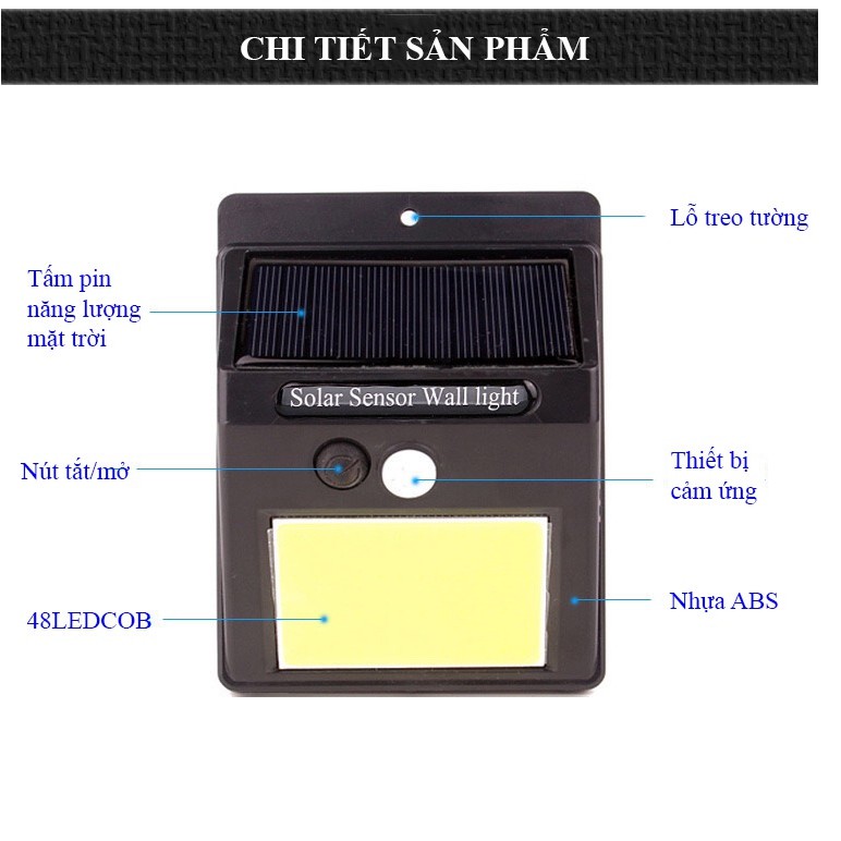 Đèn LED treo tường cảm biến chuyển động dùng năng lượng mặt trời RAYA 30 / 48 / 100 LED - Đông bắc