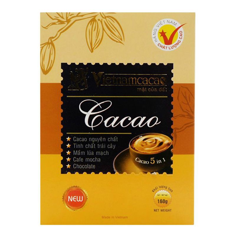 Bột Cacao Nguyên Chất Vinacacao 5In1 160G - Việt Nam Cacao