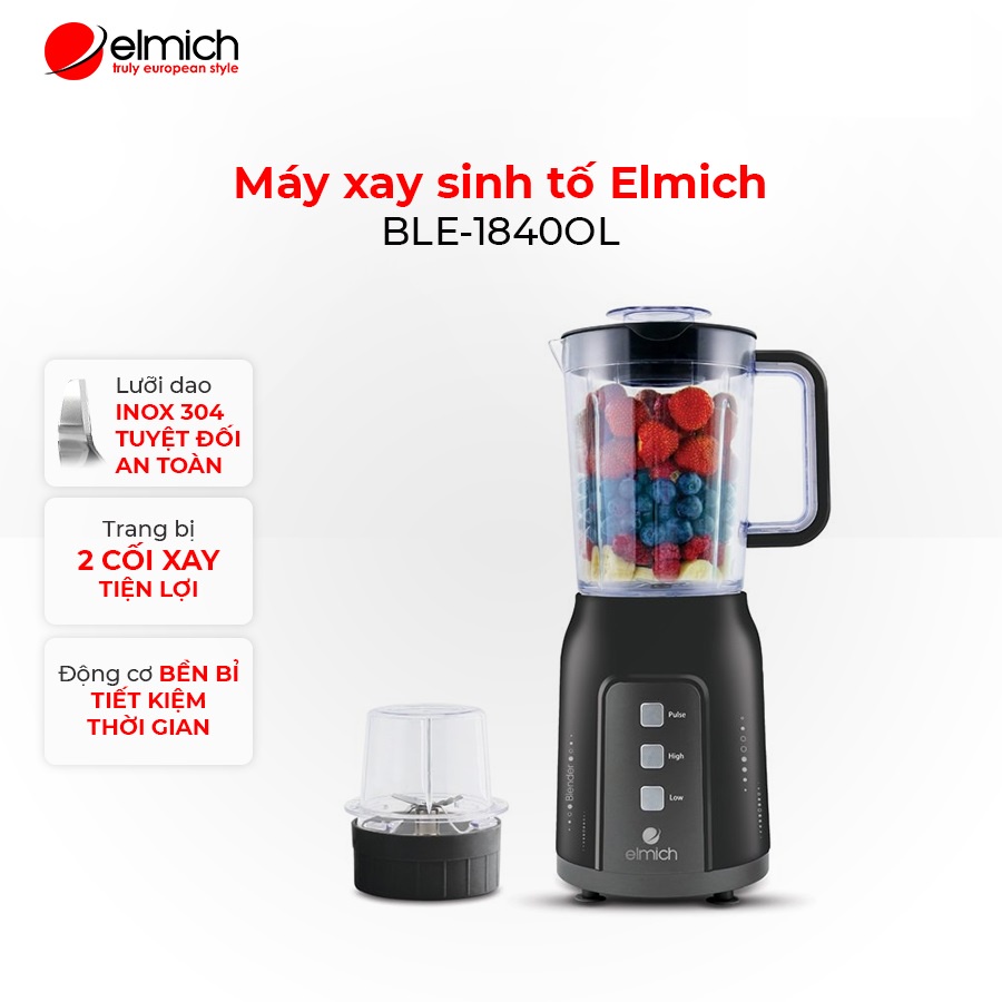 [Mã ELMICH12 giảm 5% đơn 500K] Máy xay sinh tố cao cấp Elmich BLE-1840 (chính hãng ) BH 24 tháng