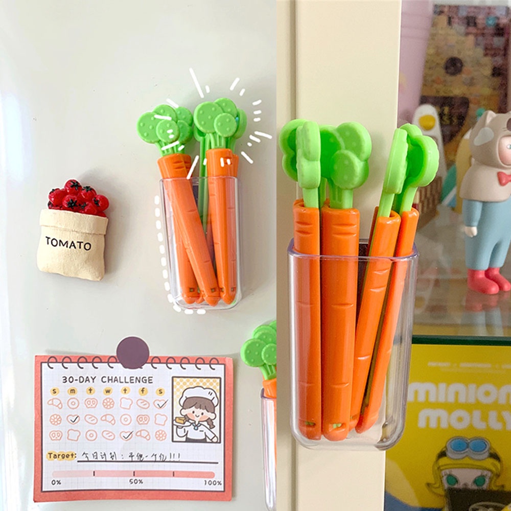 Bộ 5 kẹp túi đựng thực phẩm hình củ cà rốt kèm hộp đựng