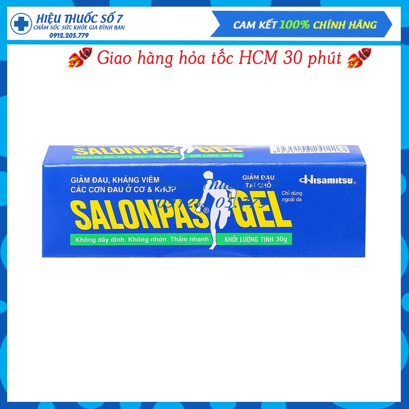 Salonpas Gel tuýp 30g bôi ngoài da giúp giảm đau