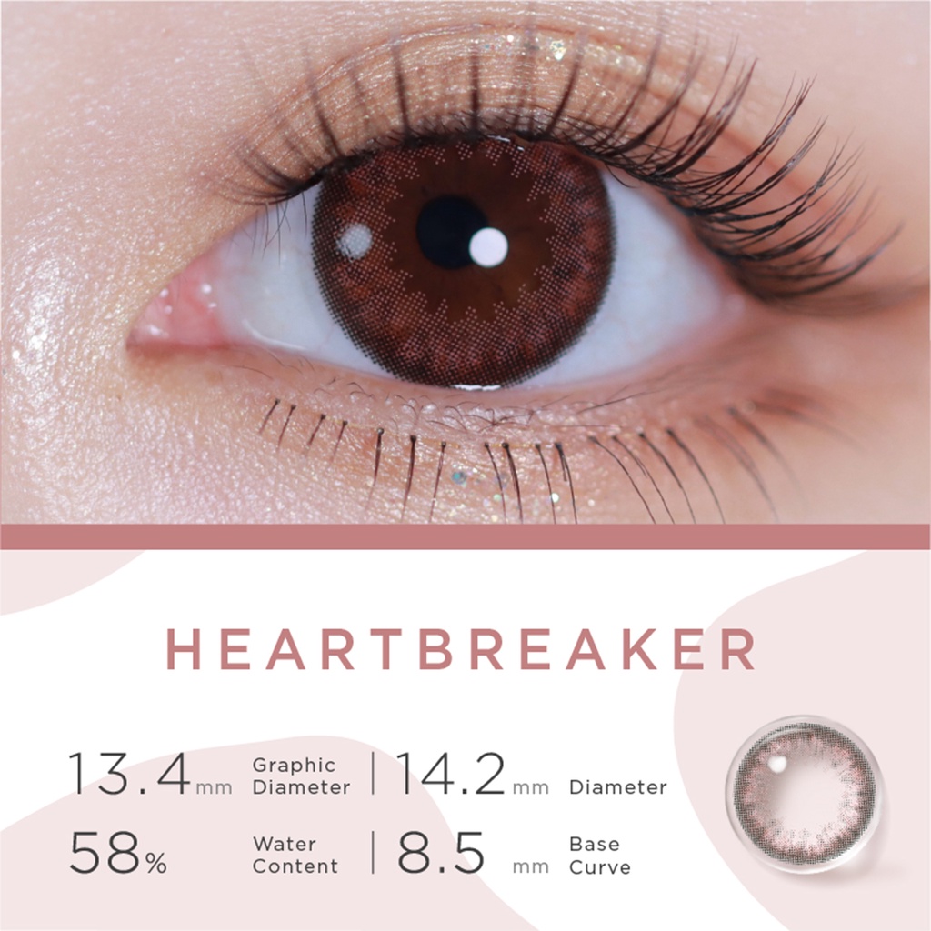 Hộp 10 kính áp tròng màu MOODY HEARTBREAKER 14.2mm thuộc bộ sưu tập He Doesn't Know thích hợp để dùng hàng ngày