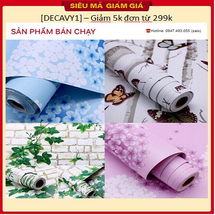 Giấy dán tường 10m [GIÁ SALE HUỶ DIỆT] mẫu tuỳ chọn trang trí nhà đẹp lung linh