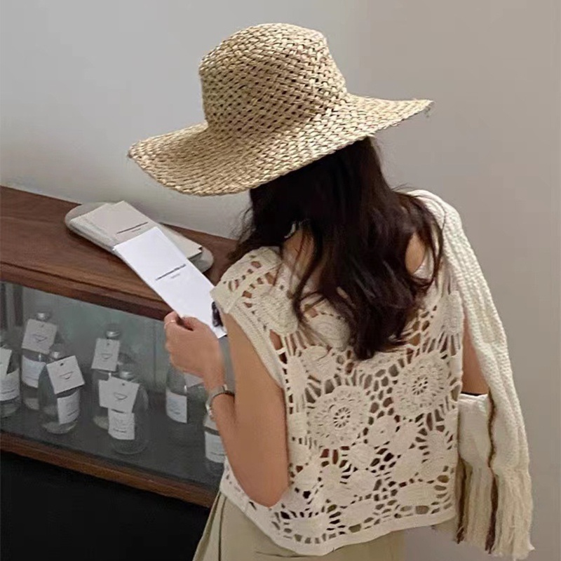 Áo Cardigan Dệt Kim Cổ Chữ V Không Tay Họa Tiết Hoa Phong Cách Pháp Cho Nữ