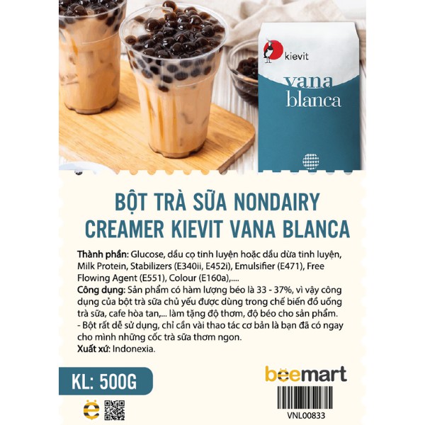 Bột trà sữa Nondairy Creamer Kievit Vana Blanca 500g - bột sữa Indo