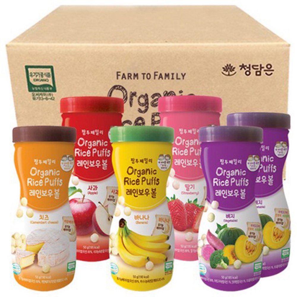 Bánh Gạo Farm To Family Organic Rice Puffs Dạng Viên và Dạng Que Cho Bé Ăn