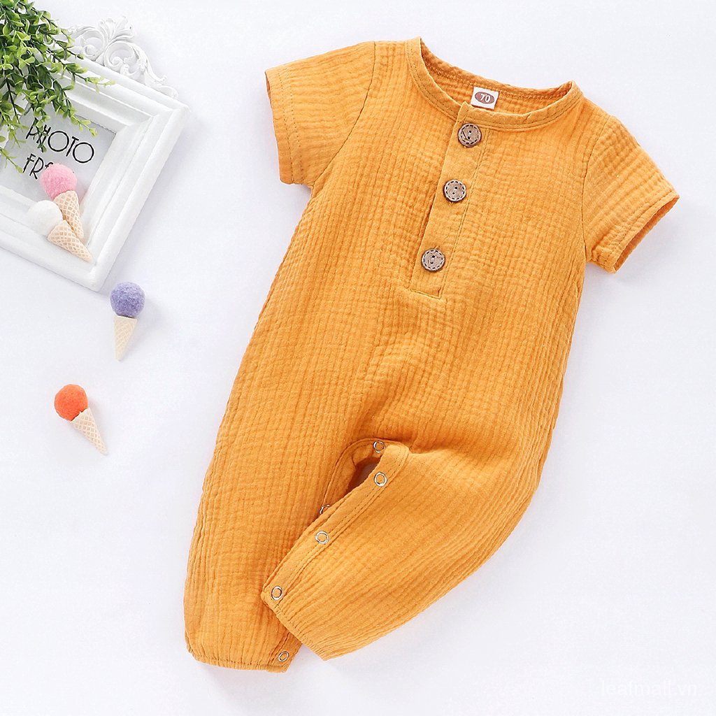 Jumpsuit Tay Ngắn Chất Cotton Cho Trẻ Sơ Sinh