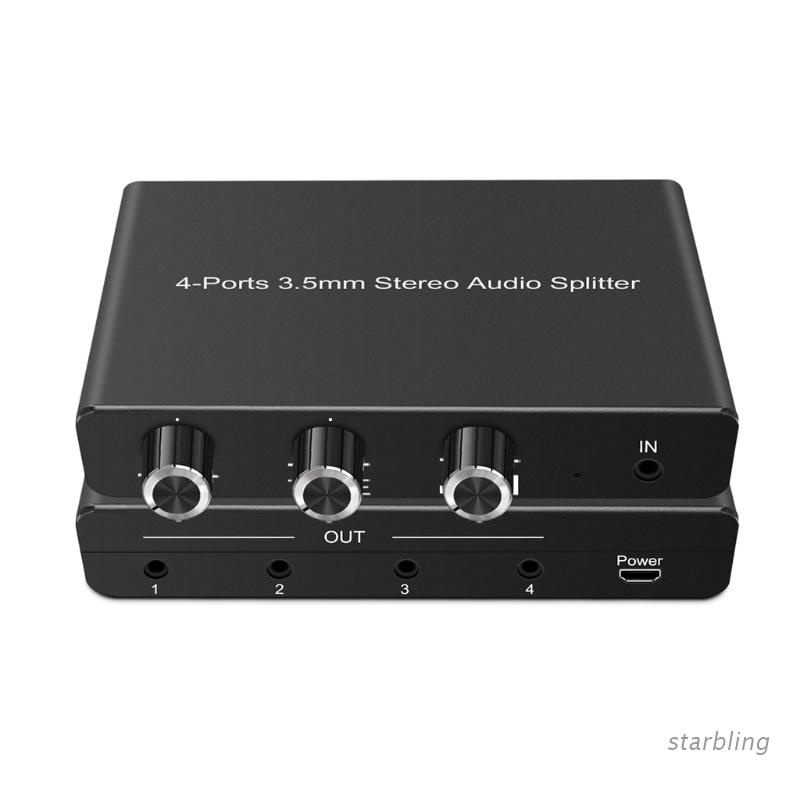 Thiết bị chia âm thanh nổi jack cắm 3.5mm với điều khiển âm lượng Treble &amp; Bass
