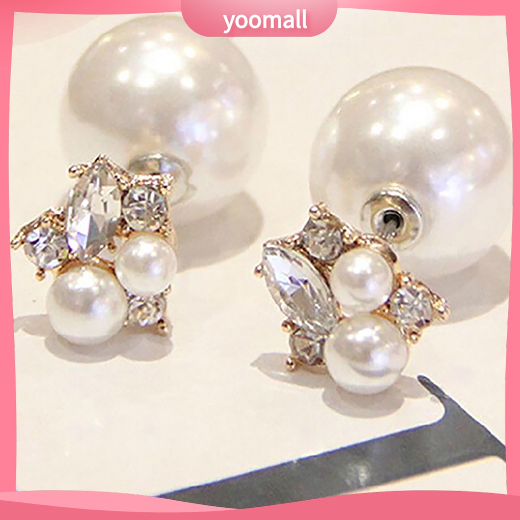 Bông tai hình giọt nước đính đá ngọc trai giả sang trọng thời trang cho nữ