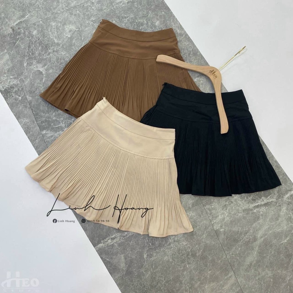 Chân Váy💥𝑭𝑹𝑬𝑬𝑺𝑯𝑰𝑷💥Chân váy Dập Ly 1 Tầng Chất Thun,Chân Váy Nữ May Kèm Quần Bên Trong-LY STORE