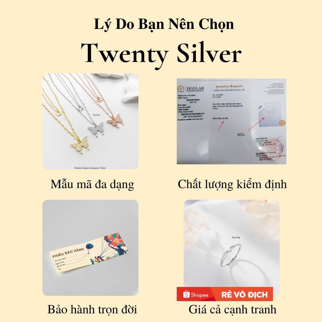 [Freeship] Khuyên Tai Bạc Ta S999 Xỏ Lỗ Tai Chống Viêm BTARG6508 Twenty Silver. Bông Tai Bạc Ta S999