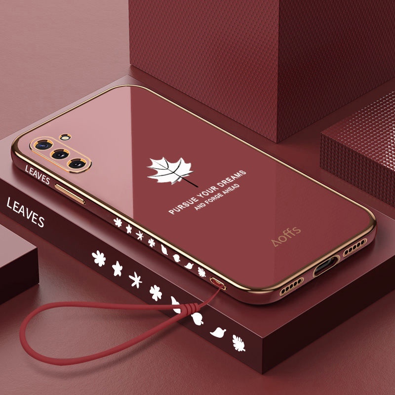 Ốp Điện Thoại Mềm Họa Tiết Lá Phong Kèm Dây Đeo Cho Samsung A10S A20S A11 A12 A21S A31 A30 A20 A50 A30S A50S A70 A70S A7 2018
