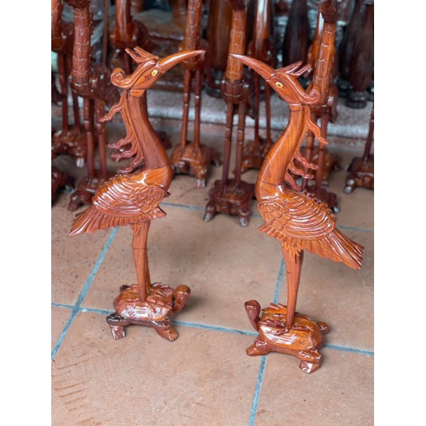 Cặp Hạc thờ gỗ hương cao 60cm