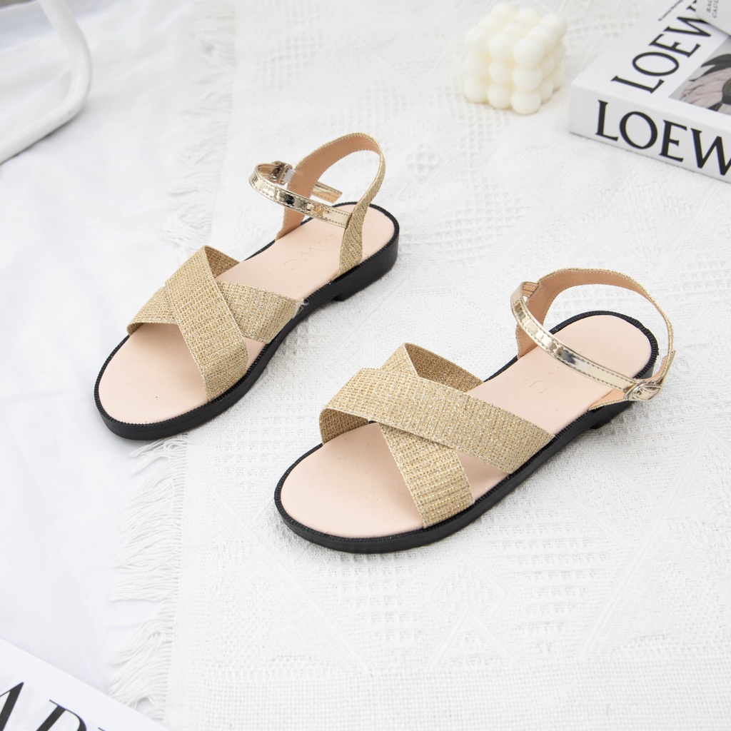 Giày Sandal Nữ MWC Đế Bệt Quai Chéo Siêu Tôn Dáng NUSD- 2668