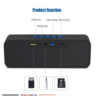 Loa Bluetooth SC211 siêu trầm, tích hợp loa kép cho âm thanh sống động hỗ trợ thẻ nhớ TF và đài FM