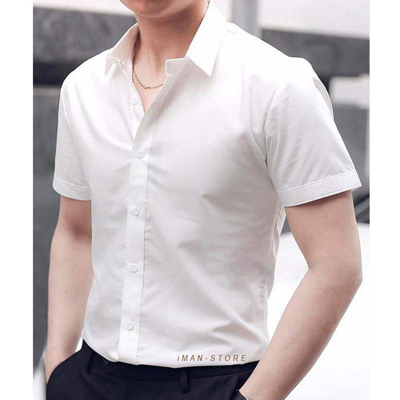 Áo Sơ Mi Nam Ngắn Tay Công Sở [CAO CẤP], Áo Sơ Mi Nam Cộc Tay Vải Lụa Cao Cấp VNXK