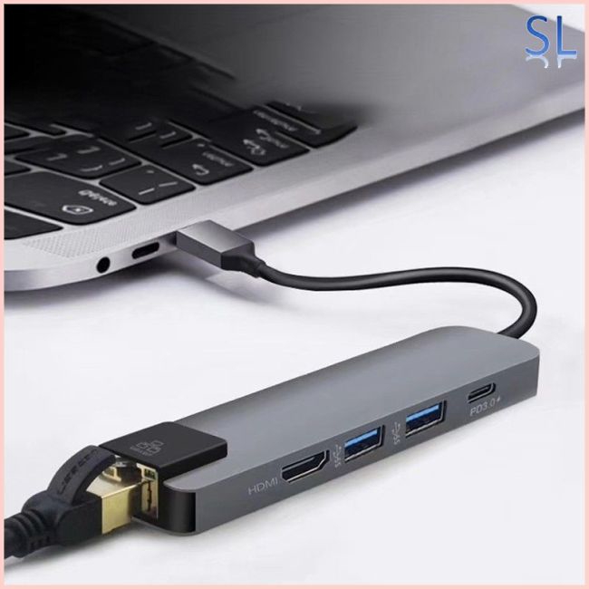 5 in 1 USB Type C Hub HDMI 4K USB C Hub to Gigabit Ethernet Rj45 Lan Adapter