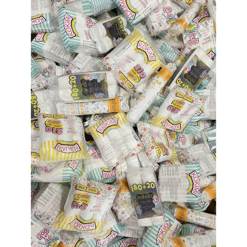 BÔNG TẨY TRANG MIHOO KOKIMI 150 200 210 240 miếng MỀM MẠI 100% COTTON-CHÍNH HÃNG 100%