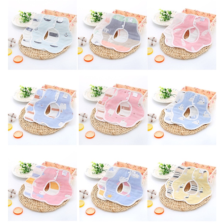 Yếm Xô Tròn Cho Bé Trai Bé Gái Mặt Xoay 360 Độ Có Cúc Bấm Dày Dặn Họa Tiết Dễ Thương - Little Bear