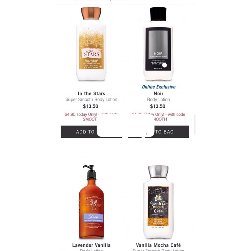 [BILL US] Dưỡng Thể Bath &amp; Body Works