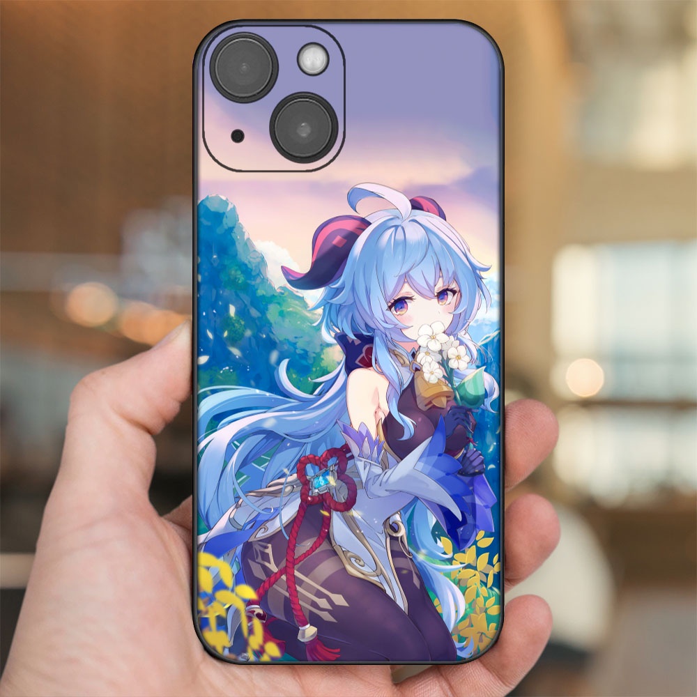 Ốp lưng iPhone 14 dẻo đen cạnh vuông in hình Ganyu Genshin Impact
