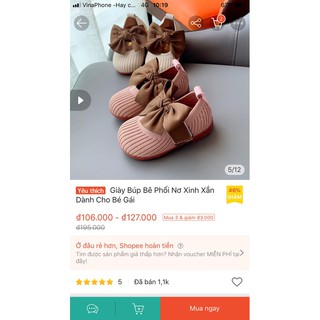 Giày công chúa phối nơ cho bé