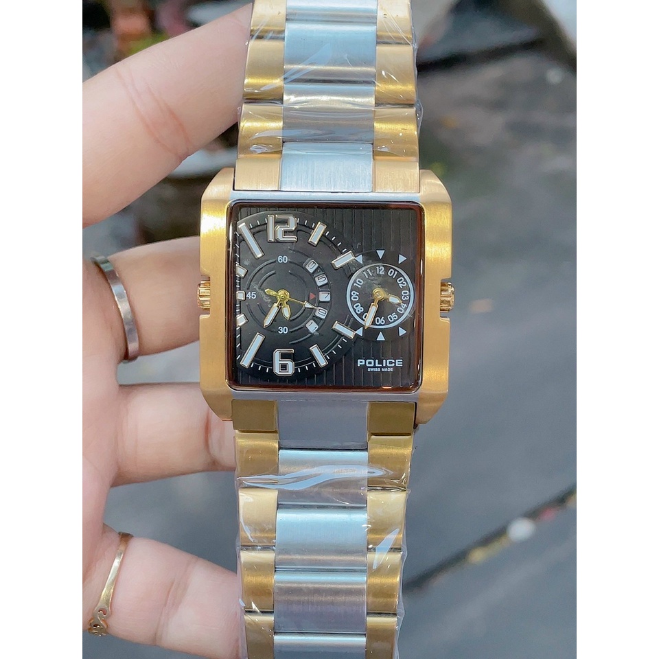 Đồng Hồ Nam Police 1064G Dây Thép , Size 40mm , Hai Máy Chạy Song Song