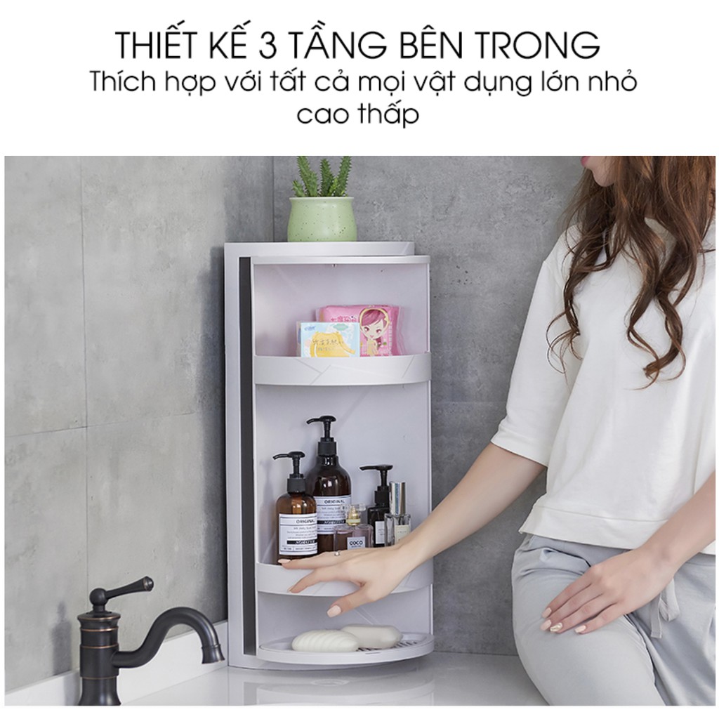 Tủ góc xoay tường phong cách EU Châu Âu 3 tầng ABS