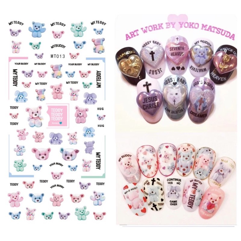 Sticker dán móng tay hoạ tiết chú gấu bông Teddy bear,hình dán móng tay chú gấu bông Teddy bear dán móng tay nail