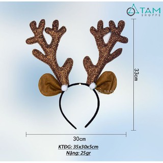 Cài Noel sừng tuần lộc nâu kim tuyến X-CAI-05 TAN