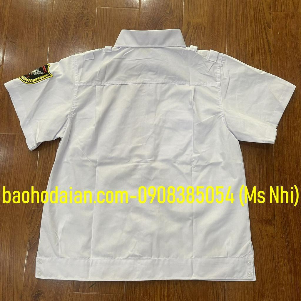 Áo bảo vệ màu trắng ngắn tay bo gấu