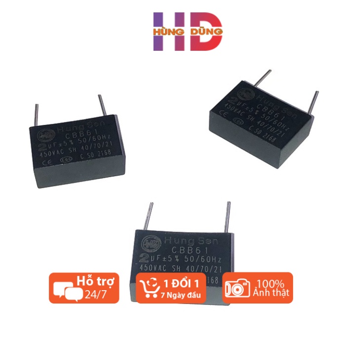 Tụ Quạt 2uF 450VAC Hung Sen chân cắm chân kim Tụ Khởi Động Quạt Điện CBB61 450VAC thiết bị điện gia dụng