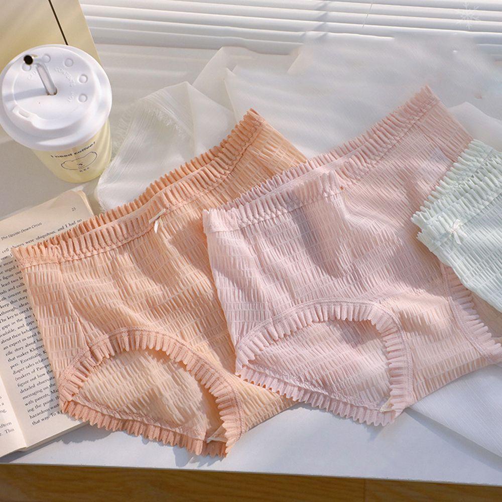 Quần Lót Nylon Lụa Tự Nhiên Lưng Vừa Thoáng Khí Thoải Mái Cho Nữ