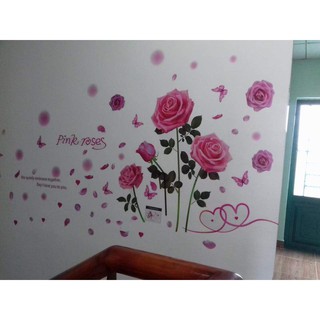 decal dán tường hoa hồng