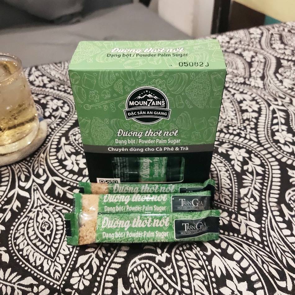 [ĐẶC SẢN AN GIANG] Đường thốt nốt bột hữu cơ hiệu Trần Gia dạng gói chuyên dụng cho uống trà, cà phê - HSD 2 năm